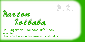 marton kolbaba business card